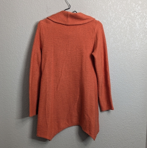 Soft Surroundings Women's Orange Tweed Tunic Sweater Cowl Neck Side Buttons XS - Picture 3 of 10